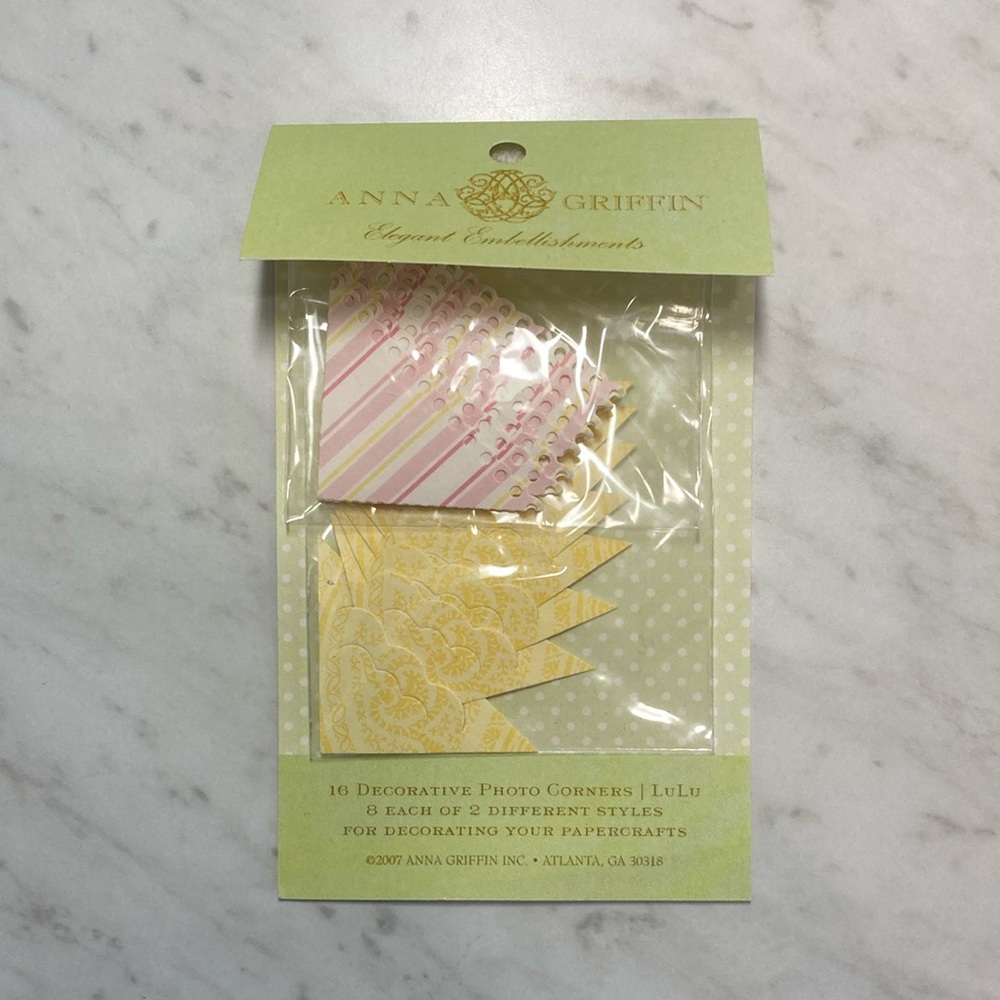 Anna Griffin LuLu Decorative Photo Corners Pink and Yellow NEW